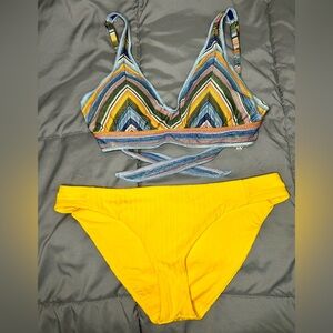 BECCA Multicolor Striped Bikini with Yellow Bottoms